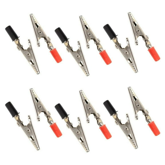 12 Piece Pack Of Insulated Crocodile Clips Heavy Duty Design