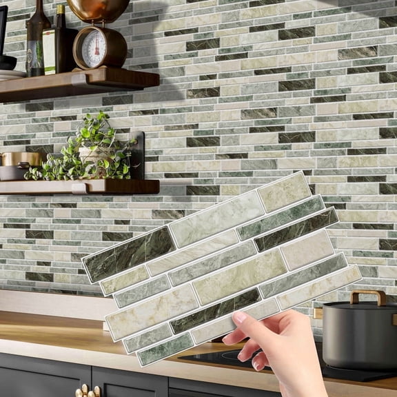 12-Piece Peel-and-Stick Marble Wall Tiles - 4.7×9.7 Inch Waterproof Oil-Proof, Easy to Install & Removable, Self-Adhesive Backsplash for Kitchen & Bathroom
