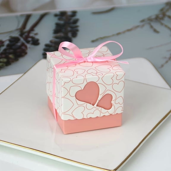 12-Piece Pink Heart-Shaped Gift Box Set with Ribbon for Birthday Wedding Anniversary Bachelorette Party Favors