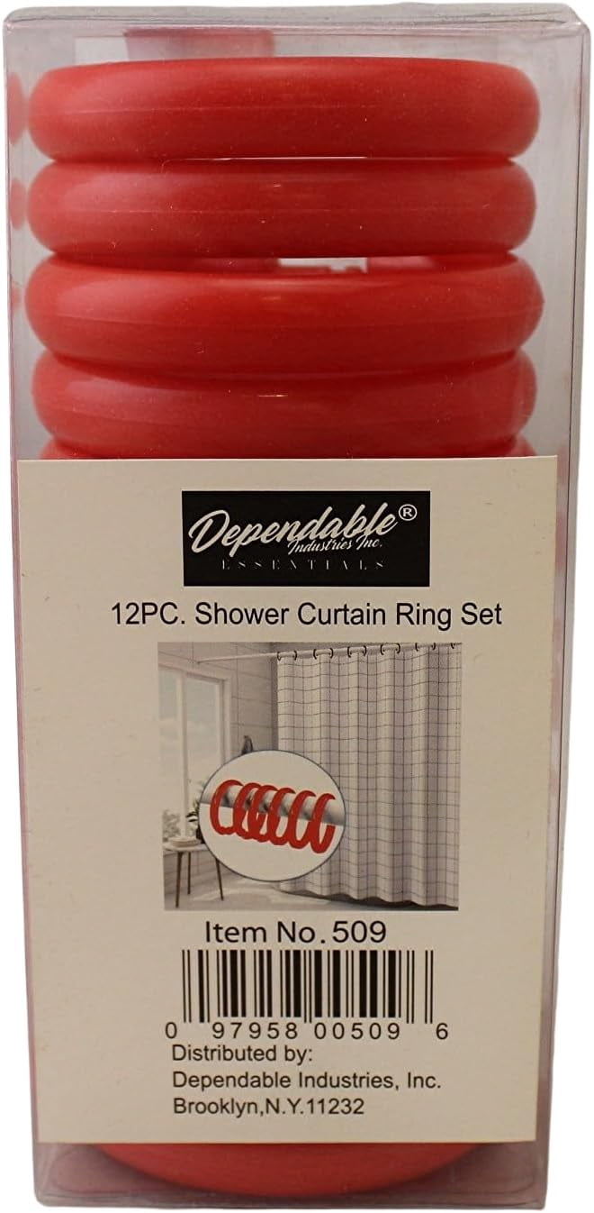 Locking Rod Rings 12 Piece Plastic Basic Locking Round Hook Easy Gliding Shower Curtain ...