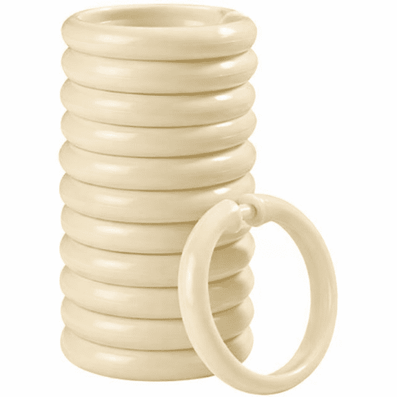 12 Pack Shower Curtain Rings Hooks Plastic Snap Closure Easy Glide Rust Free Fits All Standard Shower Rods Ivory