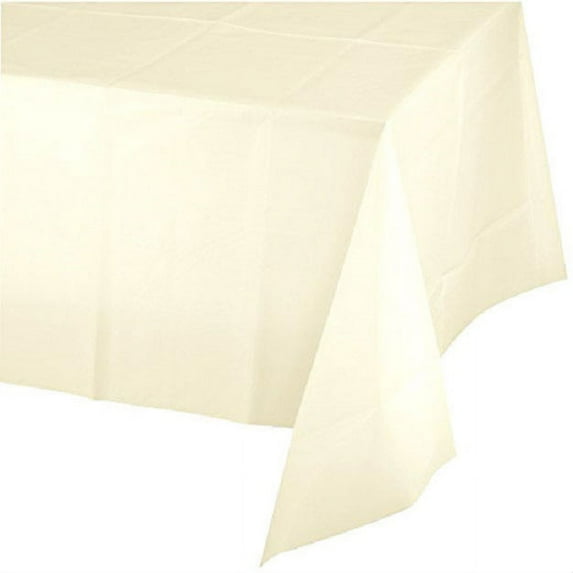12 Piece Plastic Disposable Tablecloth 54 x 108 Inch Rectangle Table Cover (White)