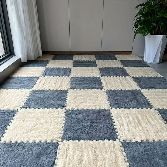 12-Piece Plush Puzzle Foam Floor Mat Set: Soft Interlocking Carpet Squares for Anti-Slip Comfort & Protection in Any Room!