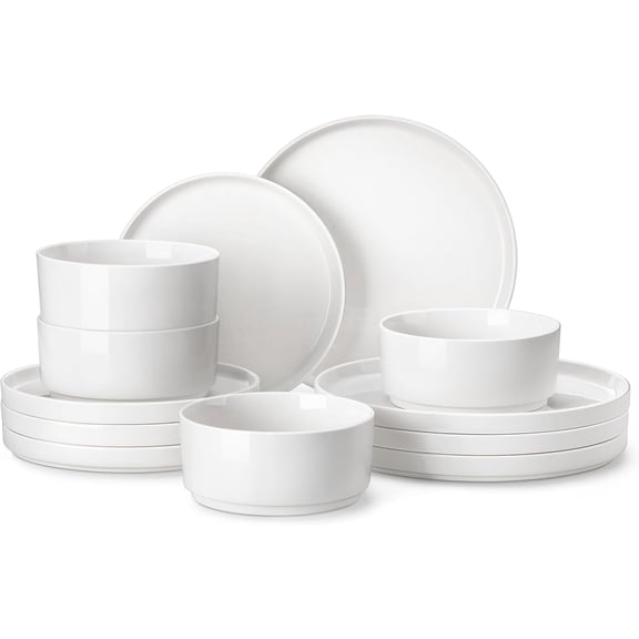 12-Piece Porcelain Dinnerware Set for 4 in Ivory White