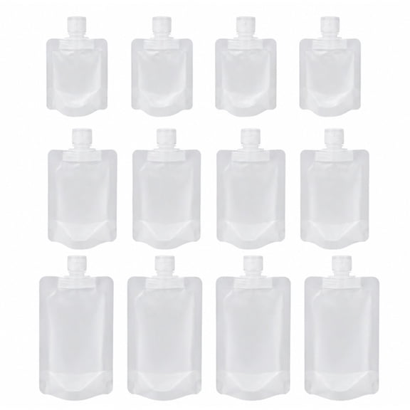 12 Count, Refillable Travel Toiletry Pouches with Screw Caps, Clear, TIKA