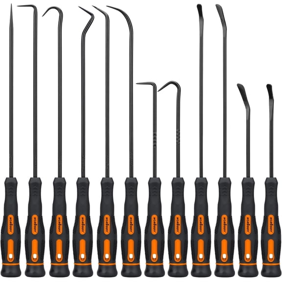 12-Piece Precision Hook and Pick Set, Automotive O-Ring Oil Seal Gasket Remover, Multi Shape Hook Puller Tools for Car Repair