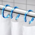 thumbnail image 1 of 12 Piece Premium Plastic Blue Shower Curtain Hooks Rings Round 2.3" Inches, 1 of 3