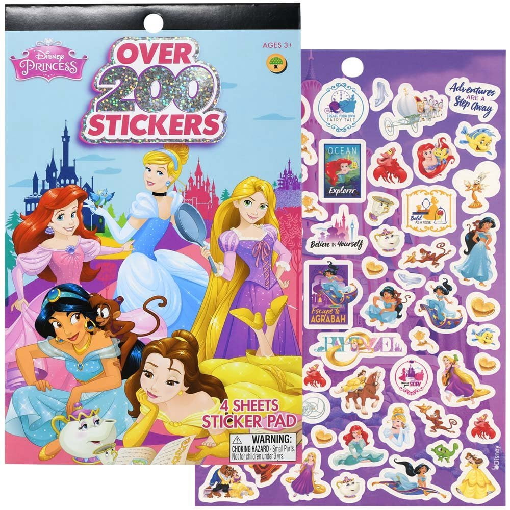 Princesscore Stickers 12 Piece Princess 4 Sheet Foil Cover Sticker Pad, 200+ Stickers, party ...