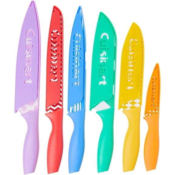 12-Piece Printed Color Knife Set with Blade Guards, Multicolored