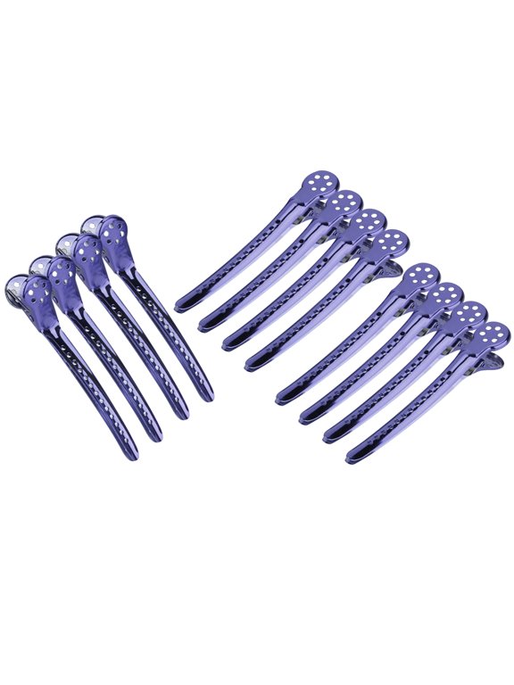 12-Piece Professional Colored Steel Hair Styling Clips Sectioning Clamps / 10 inches Salon Metal Hairpins