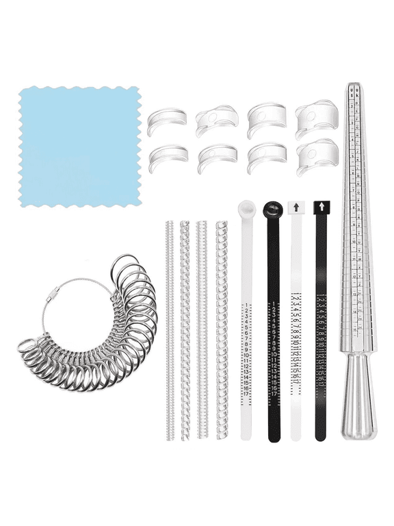 12-Piece Ring Sizer Measuring Tool Kit, Zinc Alloy Mandrel With Magnified Scale And PE Tape, Reusable Finger Gauge For Jewelry Making And Home Use.