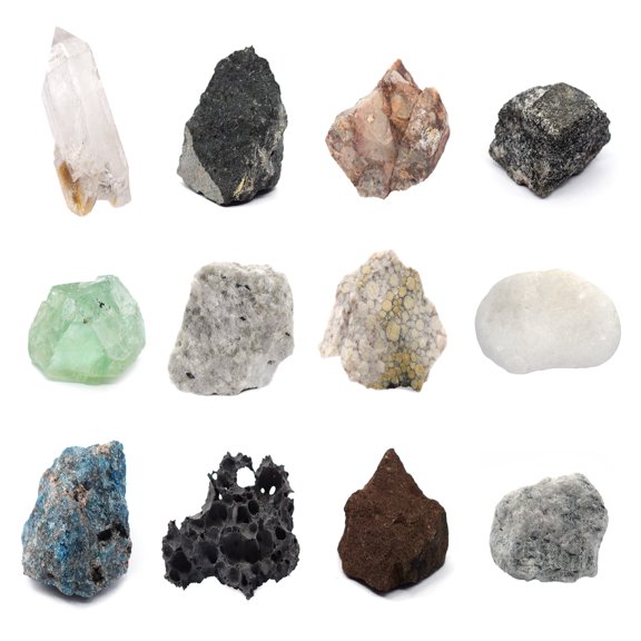12 Piece Rock & Mineral Kit - Includes 1" Specimens - Metamorphic, Igneous, Sedimentary Rocks & Minerals - Great for Geology Classrooms & Basic Field Testing Labs - Tech Cut Rocks by Eisco Labs