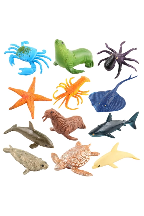 12 Piece Sea Animal Toys Creatures Animals Figures Toys Mini Assorted Realistic Bath Water Toys for Kids Christmas Birthday Party Supplies Aquarium Decorations