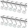 thumbnail image 1 of 12 Piece Set - Crystal Clear Accent Shower Curtain Hooks Rings Rustproof, 1 of 3