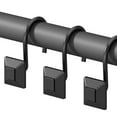 thumbnail image 1 of 12 Piece Set - Matte Black Square Button Heavy Duty Shower Curtain Hooks Rings Rustproof Metal, 1 of 3