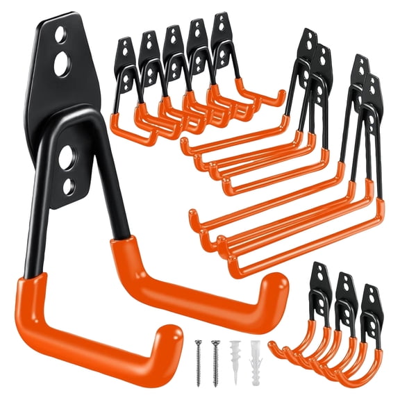 12 Piece Set Of Sturdy Garage Hooks, for Garage Garden Warehouses and Storage Items, Solid Steel Construction with Reinforced Coating for Heavy-Duty Organization