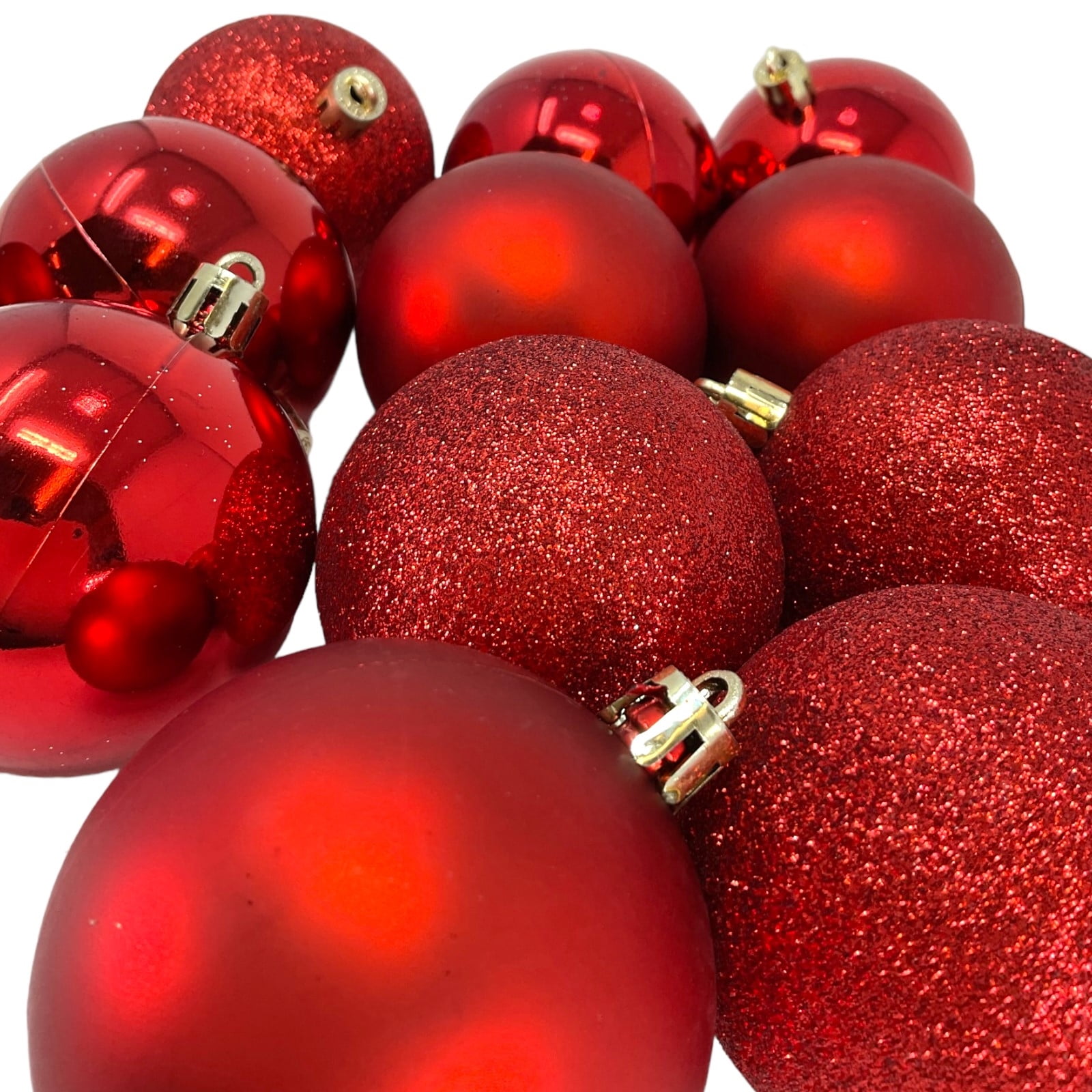 12 Piece Shiny, Matte and Glitter Red Christmas Ball Ornament