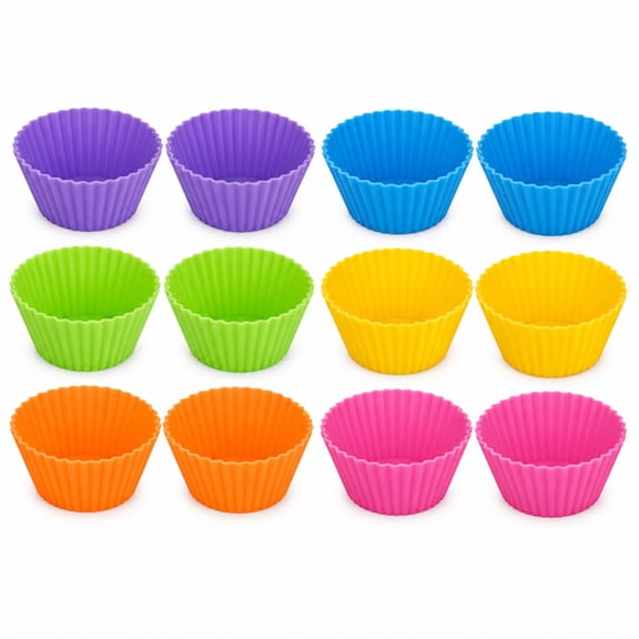 12 Piece Silicone Cupcake Mold Set, Muffin Baking Cups for Baking and Dessert Prep, TIKA