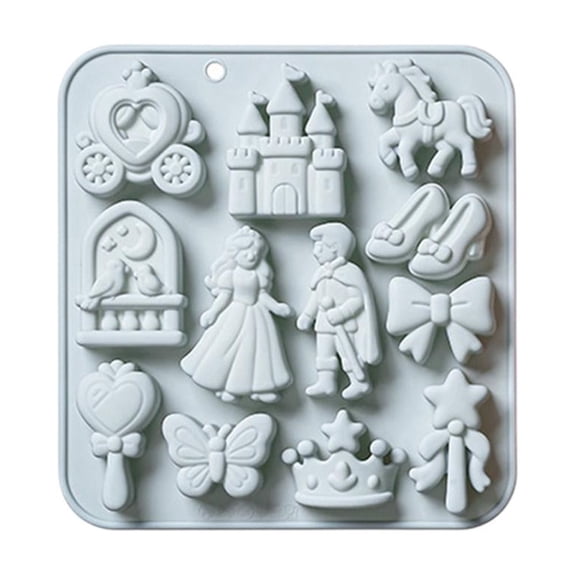 12-Piece Silicone Mold Set with Princess and Fairy Tale Designs for Baking, Chocolate, Candy, Soap, and Resin Crafts
