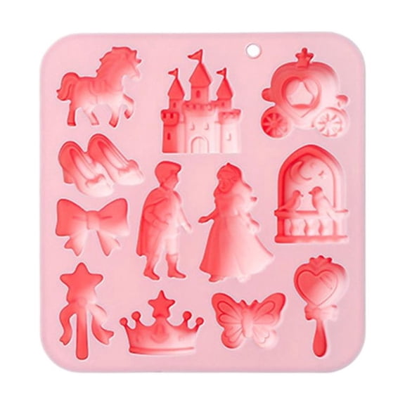12-Piece Silicone Mold Set with Princess and Fairy Tale Designs for Baking, Chocolate, Candy, Soap, and Resin Crafts