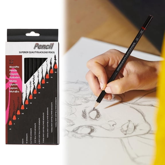 12 Piece Sketch Pencil Set, Art Drawing Pencils in Iron Box, Professional Graphite Drawing Tools for Shading Detailing Sketching