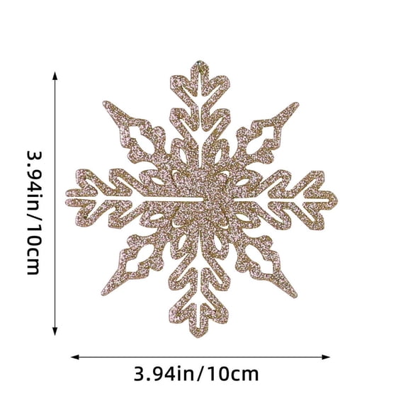 12-Piece Snowflake Christmas Tree Decorations, 10cm Plastic Hollow Hanging Pendants with Dusted Finish, Winter Theme Ornaments
