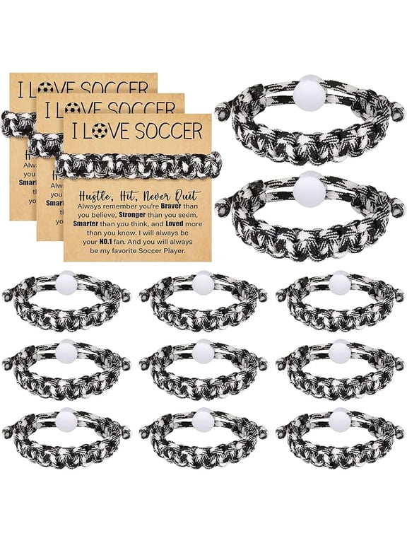 12 Piece Soccer Bracelets 2026 Senior Night Adjustable Braided Bracelets
