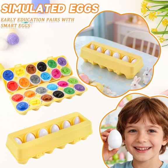 12-Piece Sound-Enabled Easter Egg Logic Set In Gift Box Interactive Twistable Capsules For Adult Stress Relief Sensory Fidget Tool Desk Organizer Novelty Home Decor(Yellow)