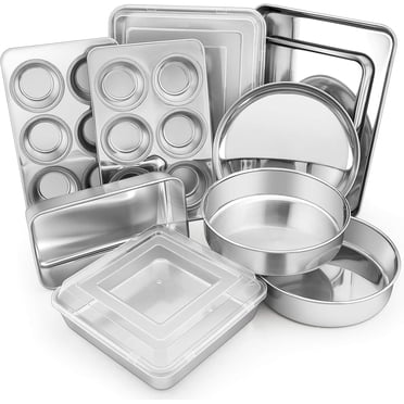 Thenshop 8-Piece Stainless Steel Pizza Pan Set - 12 Inch Round Baking Trays