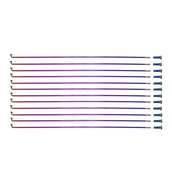 12-Piece Stainless Steel Bicycle Spokes Set For 26 27.5 29 Inch Wheels Colorful Electroplated Design