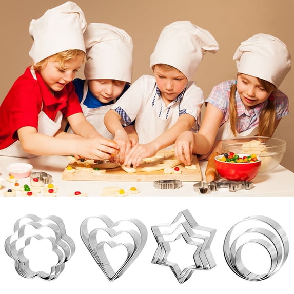Stainless Steel Cookie Cutter Set 12 Piece Assortment for Baking Cake Vegetable Fruit Designs 12PCS