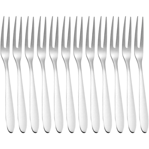 12 Piece Stainless Steel Dessert Forks Mini Fruit Cake Tasting Reusable Handy Practical
