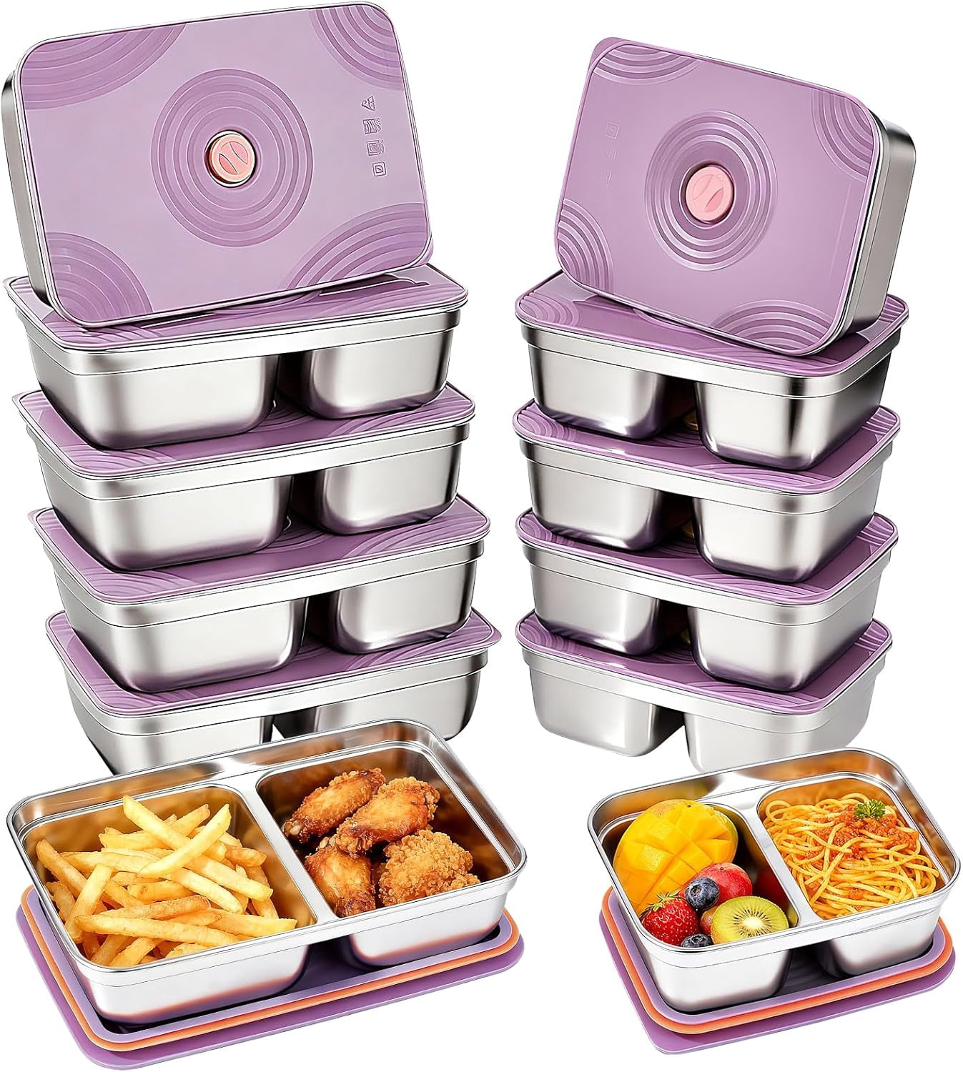 12-Piece Stainless Steel Snack Containers Reusable, Grab and Go 2 ...