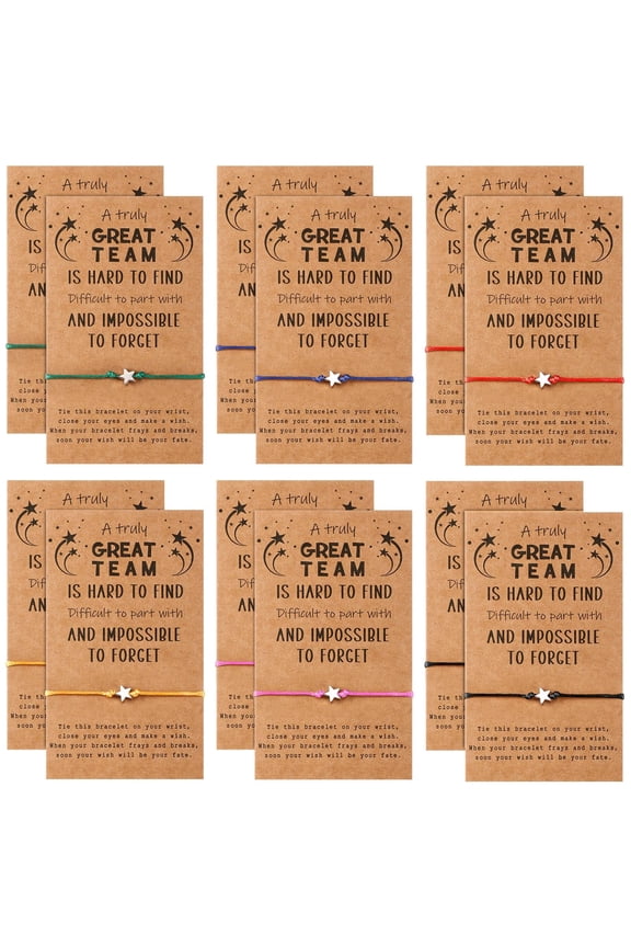 12-Piece Star Friendship Bracelets with Make a Wish Cards – Adjustable Teamwork & Employee Appreciation Gifts