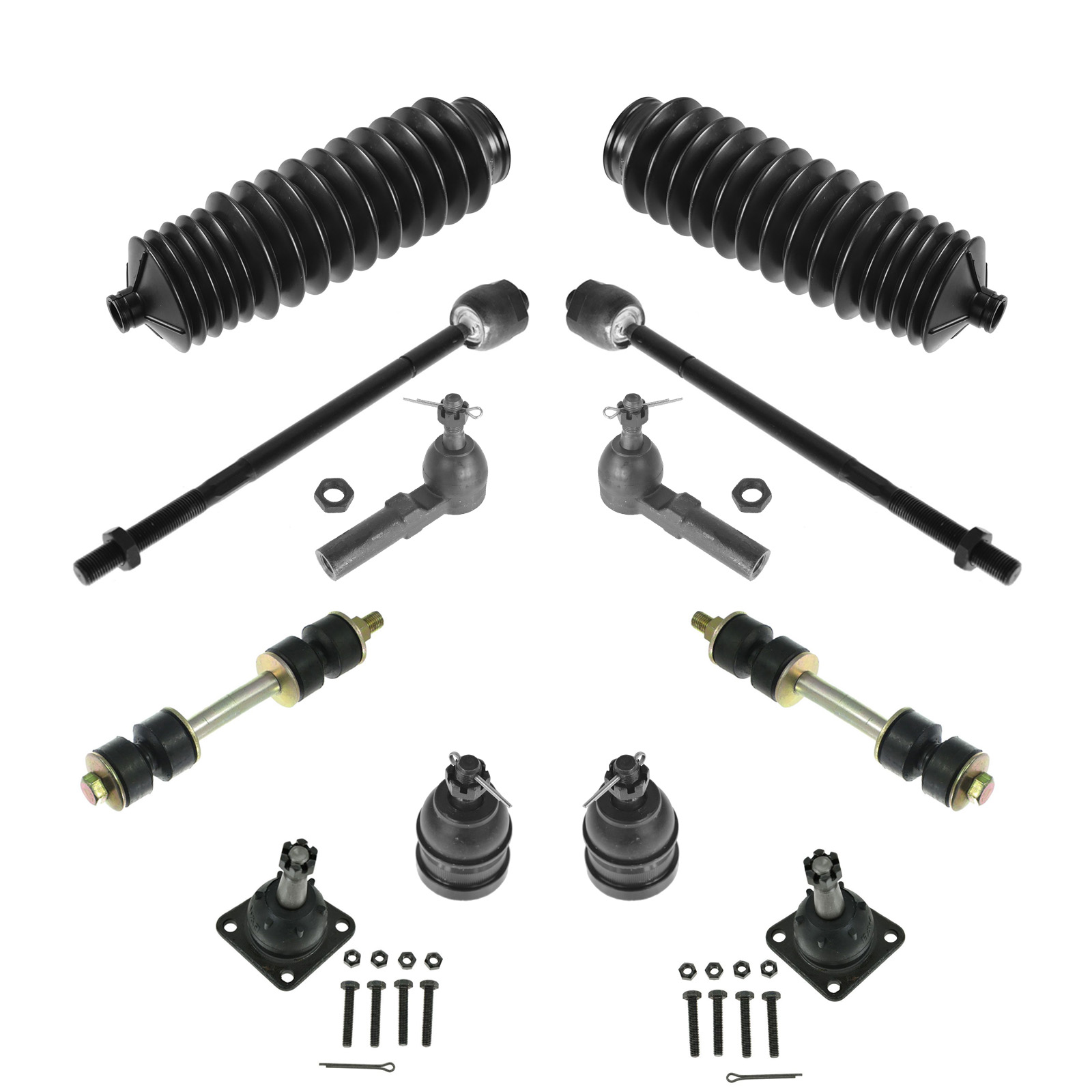 12 Piece Steering & Suspension Kit Ball Joints Tie Rods Sway Bar End