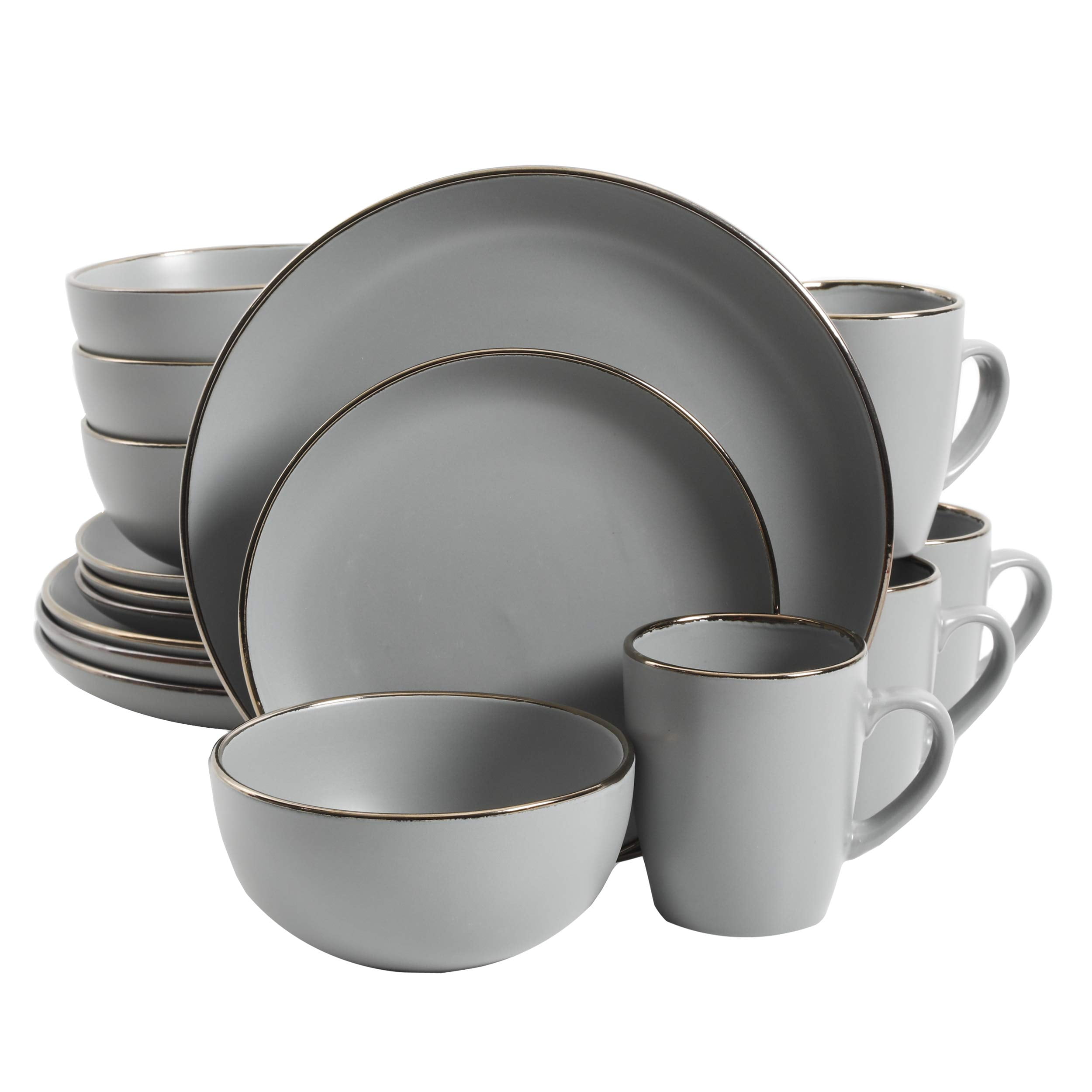 12-Piece Stoneware Dinnerware Set for 4, Cream Round Plates and Bowls, Modern Matte Finish, Microwave and Dishwasher Safe