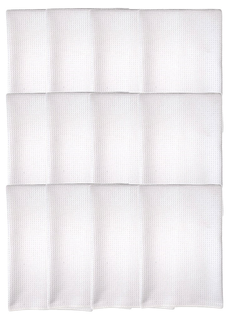 12 Piece Sublimation Embroidery Blanks 100% Polyester Waffle Weave 16" x 24" White Towels Kitchen Bathroom Sports Gym