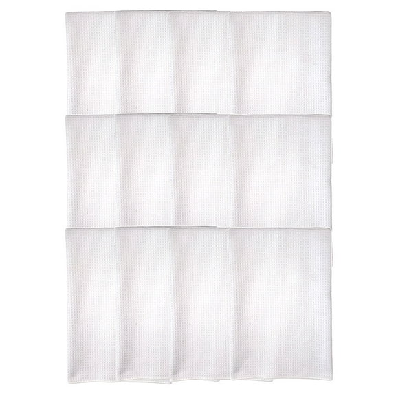 12 Piece Sublimation Embroidery Blanks 100% Polyester Waffle Weave 16" x 24" White Towels Kitchen Bathroom Sports Gym