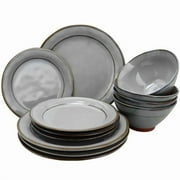 12 Piece Terranea Dinnerware Set, Gray