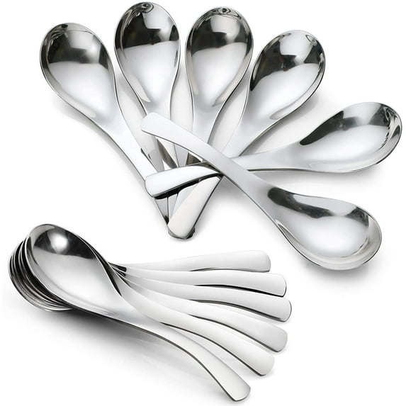 12-Piece Thick Heavy-Weight Soup Spoons, Stainless Steel Soup Spoons