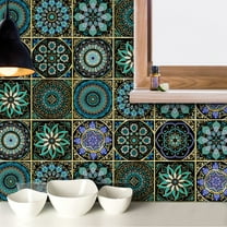 12 Piece Tiles Stickers Kitchen Backsplash Decals 6x6inch Mandala Wall Stickers Vinyl Peel and Stick Bathroom Stairs Decor