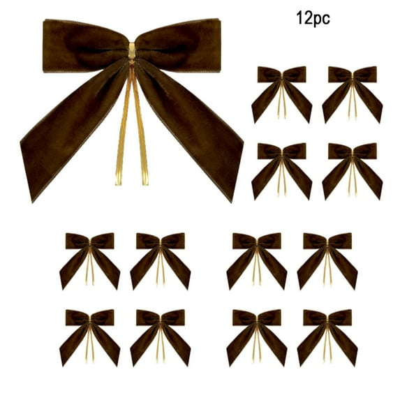 12-Piece Velvet Christmas Bow Decoration Set with Hanging Ribbons, Holiday Wreath and Christmas Tree Ornaments for Home Seasonal Display and Festive Party Décor