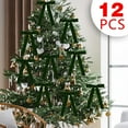 thumbnail image 1 of 12-Piece Velvet Christmas Tree Bow Decoration Set, Luxurious Soft Bows for Wreath and Tree Decorating, Easy to Attach Design for Holiday Home Decor and Gift Embellishment （Green）, 1 of 6