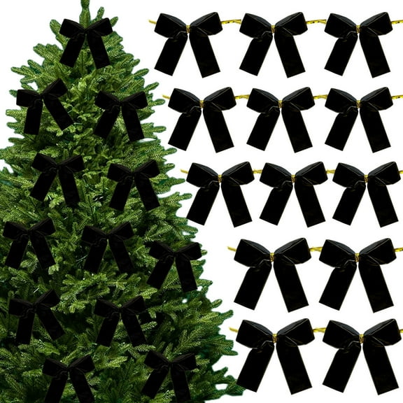 12-Piece Velvet Christmas Tree Bow Decorations for Holiday Wreaths and Gifts