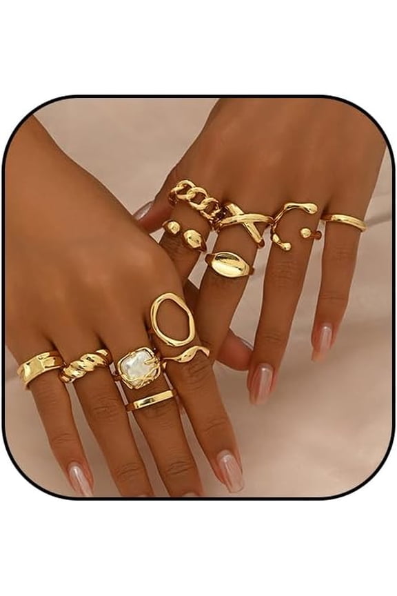 12 Piece Vintage Punk Ring Set for Women, Y2K Gothic Design, Geometric Fashion Jewellery Rings, Gift for Girlfriends, Matches Outfits & Party Accessories