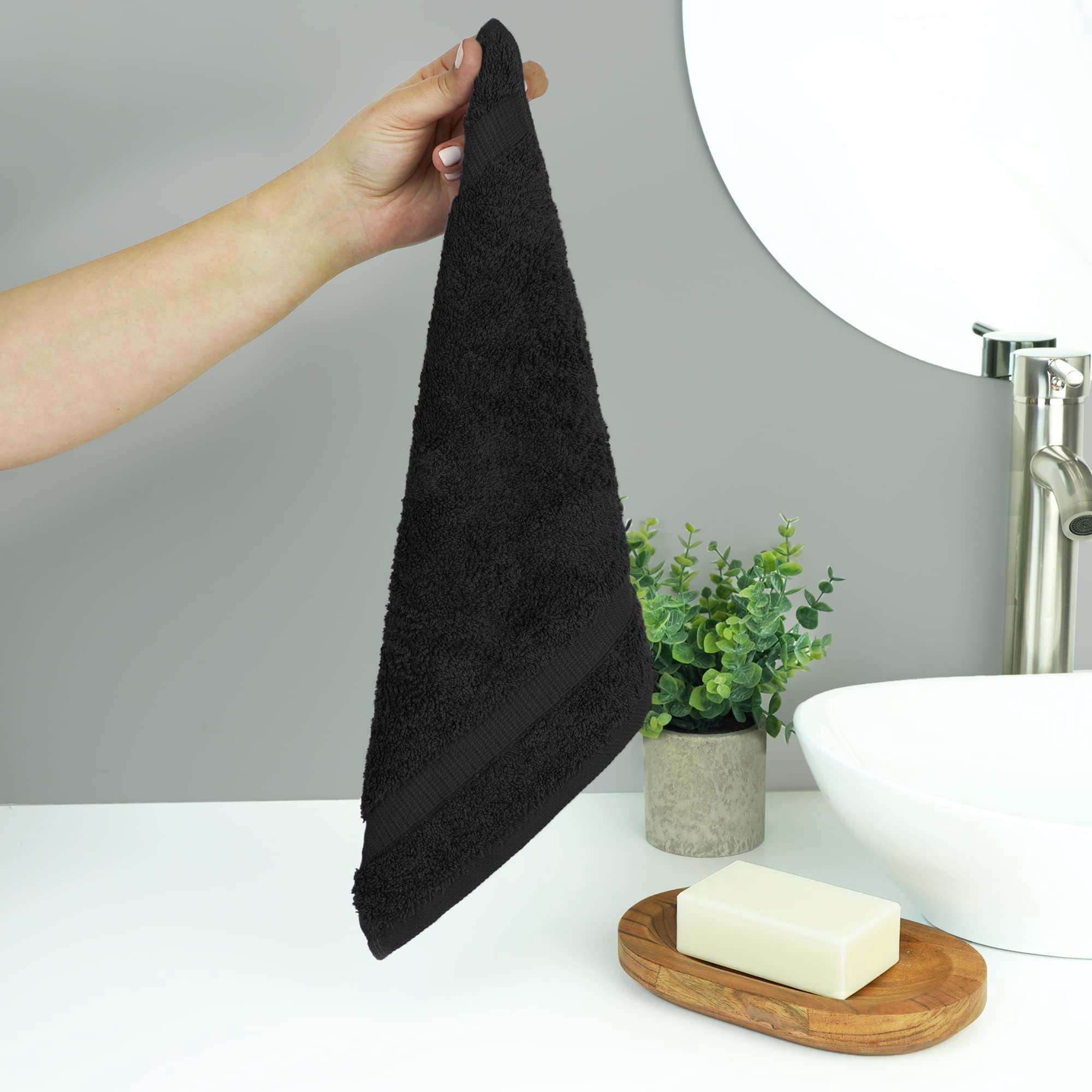 12-Piece Washcloths Black 13 x 13 Inch Bathroom Towel Set - Walmart.com