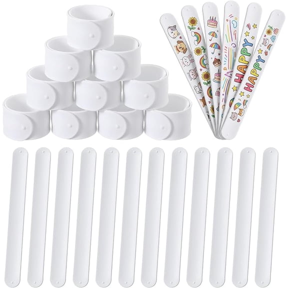 12 Piece White Blank Slap Bracelets for Crafts