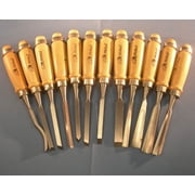 12 Piece Wood Carving Chisel Set Woodworking Gouges Straight V Round Skew Bent