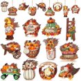 thumbnail image 1 of 12 Piece Wooden Thanksgiving Fall Doll & Pumpkin Hanging Ornaments Set, Autumn Themed Home Decor, Rustic Style - Orange, 1 of 7