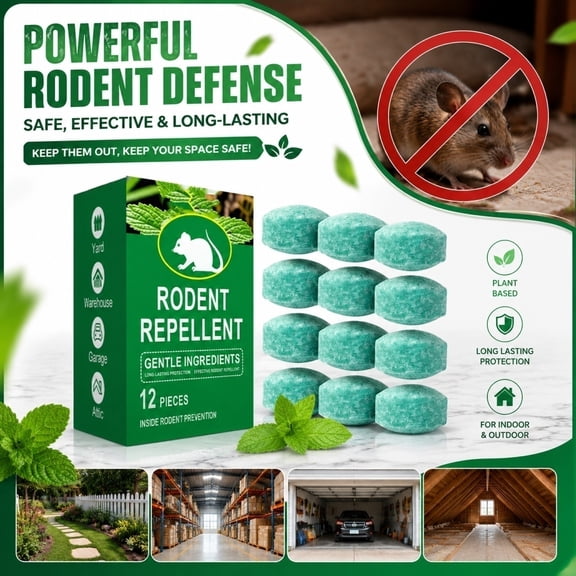 12 Pieces (1 Bag) Natural Peppermint Rodent Repellent, Pest Control for Mice Rats Squirrels Spiders, Indoor Outdoor Use for Home Garage Garden